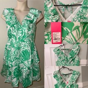 Lilly Pulitzer White and Green Floral Mini Dress